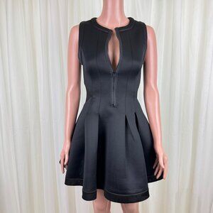 Virgin Only Jeans Pleated Fit Flare Zipper Front Scuba Dress Black